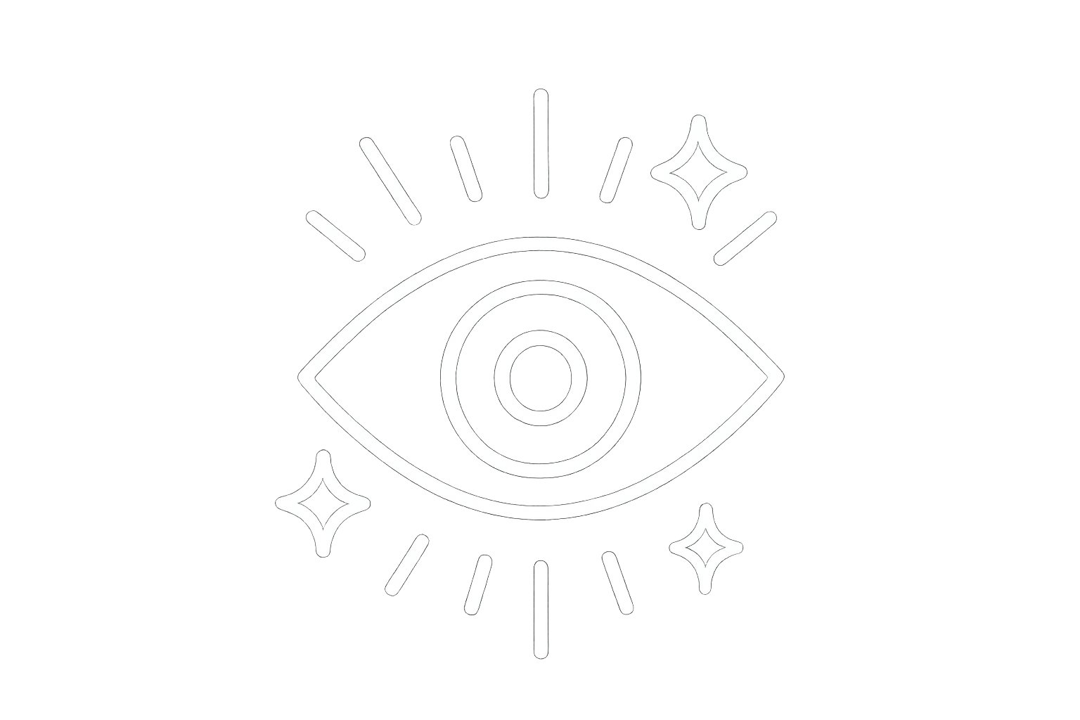 Brightens and revives tired skin, reducing the appearance of dark circles. white outline icon with a transparent background