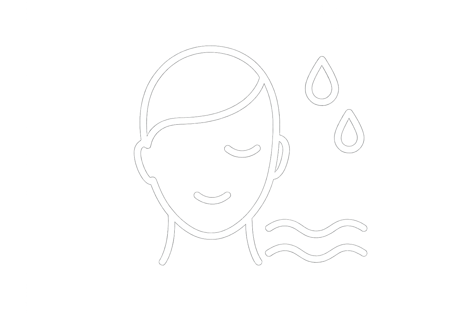 Calms redness and irritation for a clearer appearance. White outline icon with a transparent background